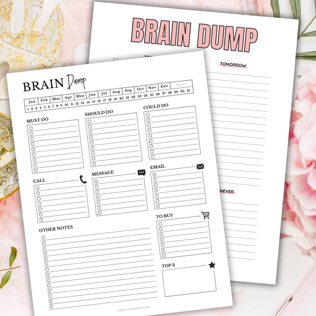 Free Brain Dump Template To Get Yourself Organized for Free Printable Brain Dump Worksheet