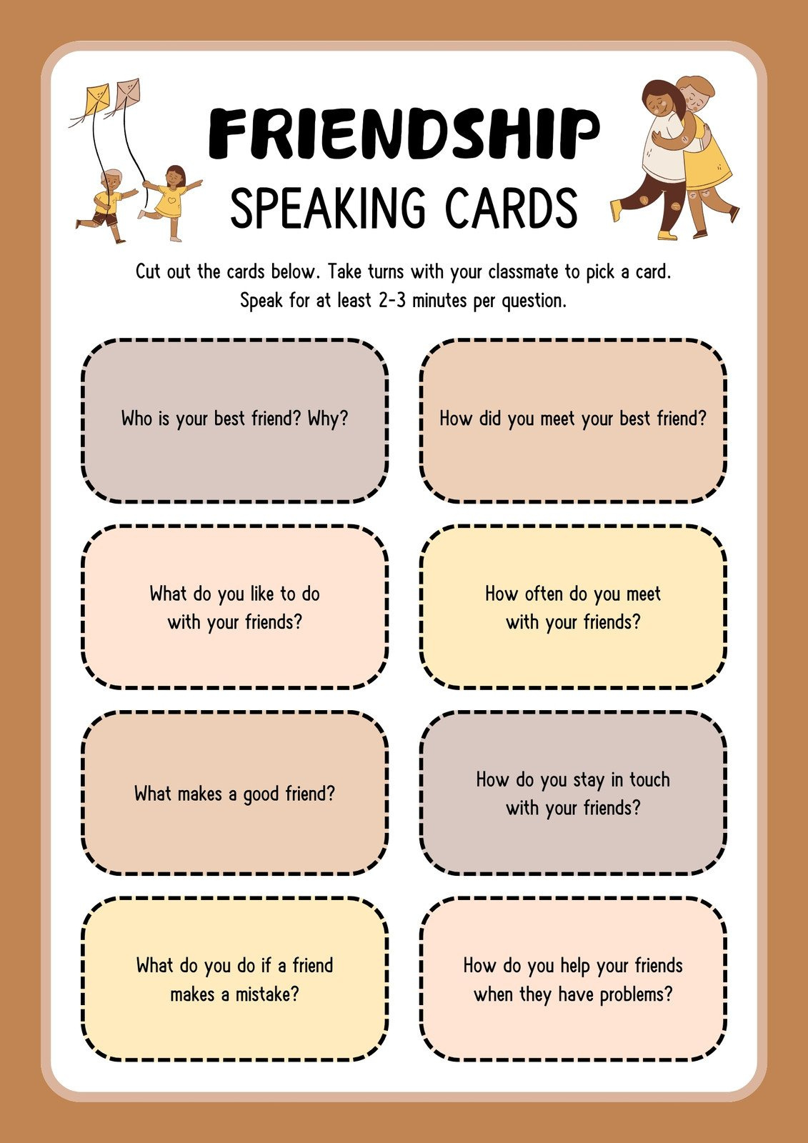 Free Custom Printable Friendship Worksheet Templates | Canva throughout Speaking Worksheets Printable For Kids
