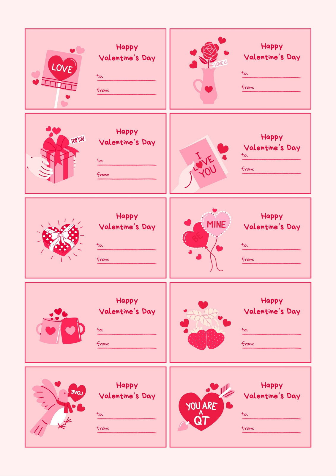 Free Custom Printable Valentines Day Tag Templates | Canva inside Valentines Gift Tags Free Printable