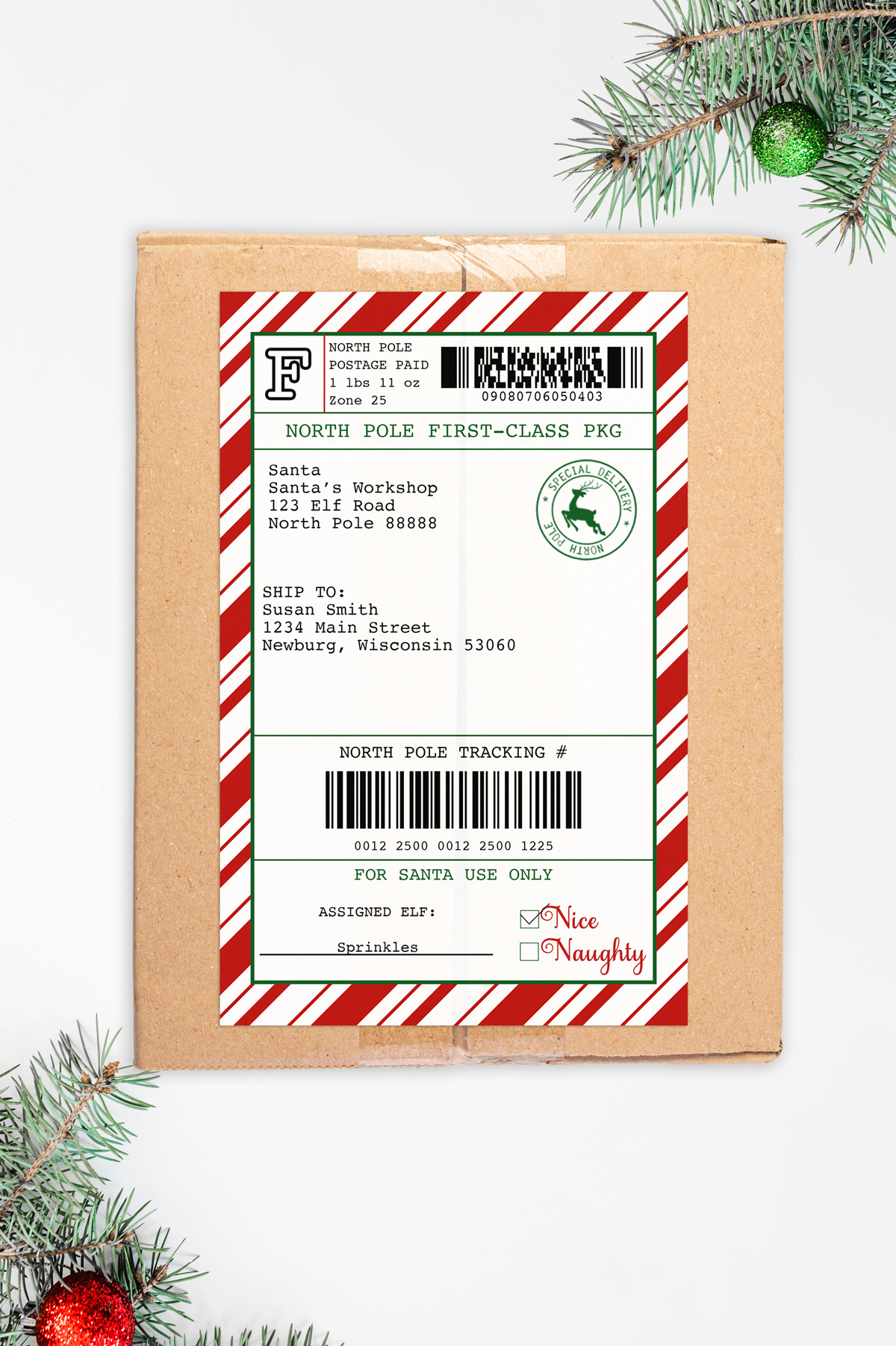 Free Customizable Elf On The Shelf Mailing Label with Free Printable Elf On The Shelf Shipping Label