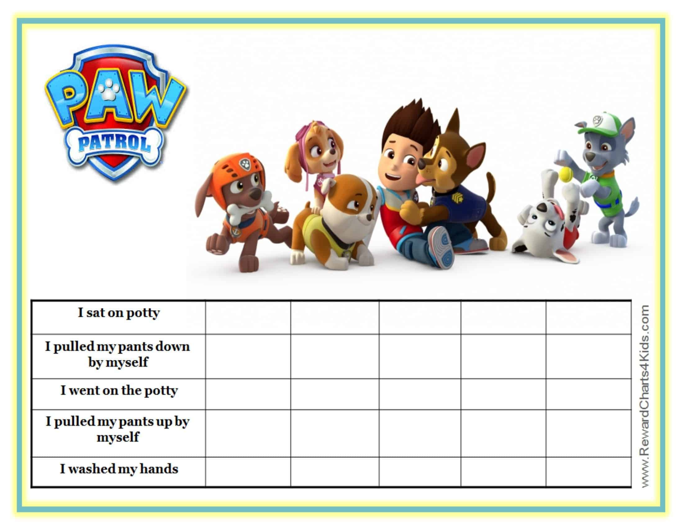 Free Customizable Paw Patrol Charts | Instant Download intended for Free Printable Paw Patrol Potty Chart Printable