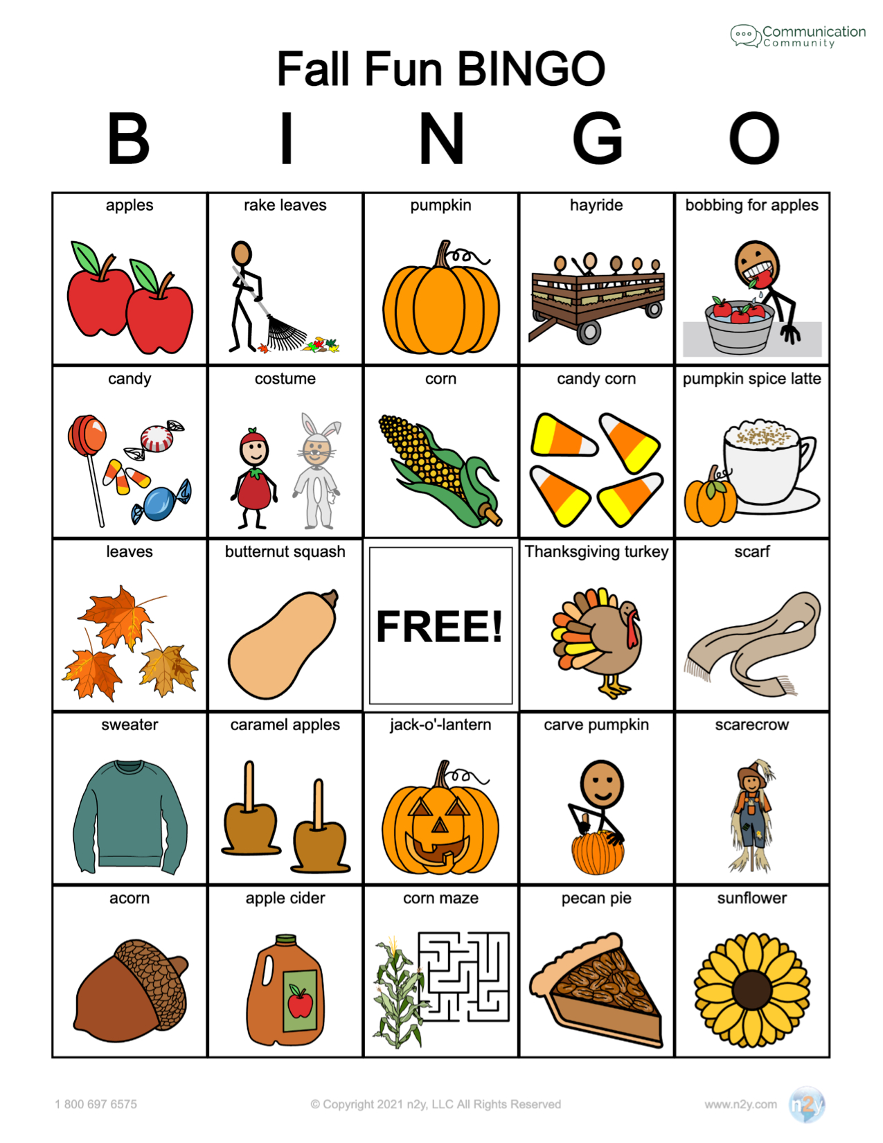Free Fall Bingo Activity within Free Printable Fall Fall Bingo Cards