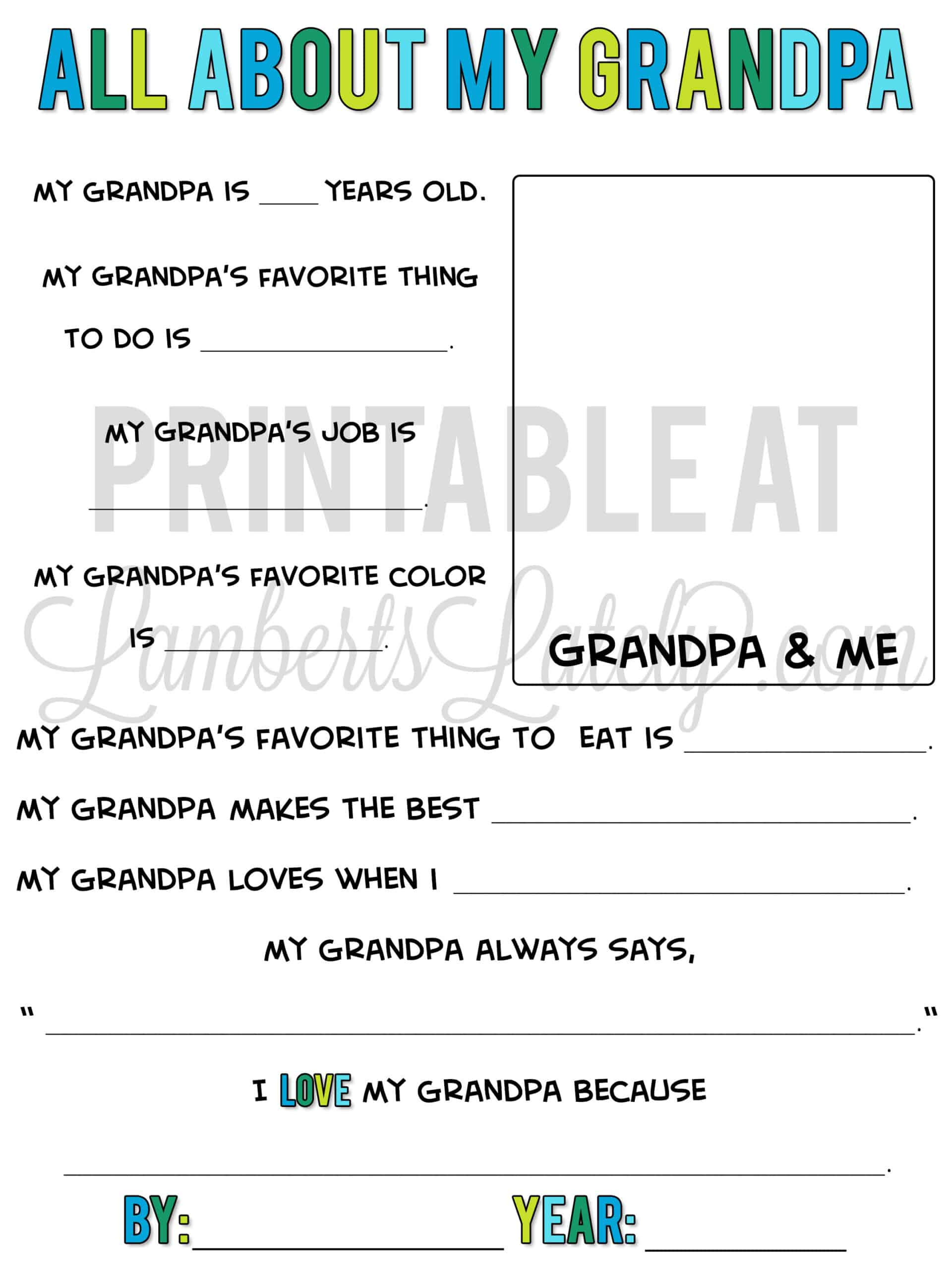 Free Father&amp;#039;S Day Questionnaire Printable | Lamberts Lately intended for Free Printable Grandpa Questionnaire