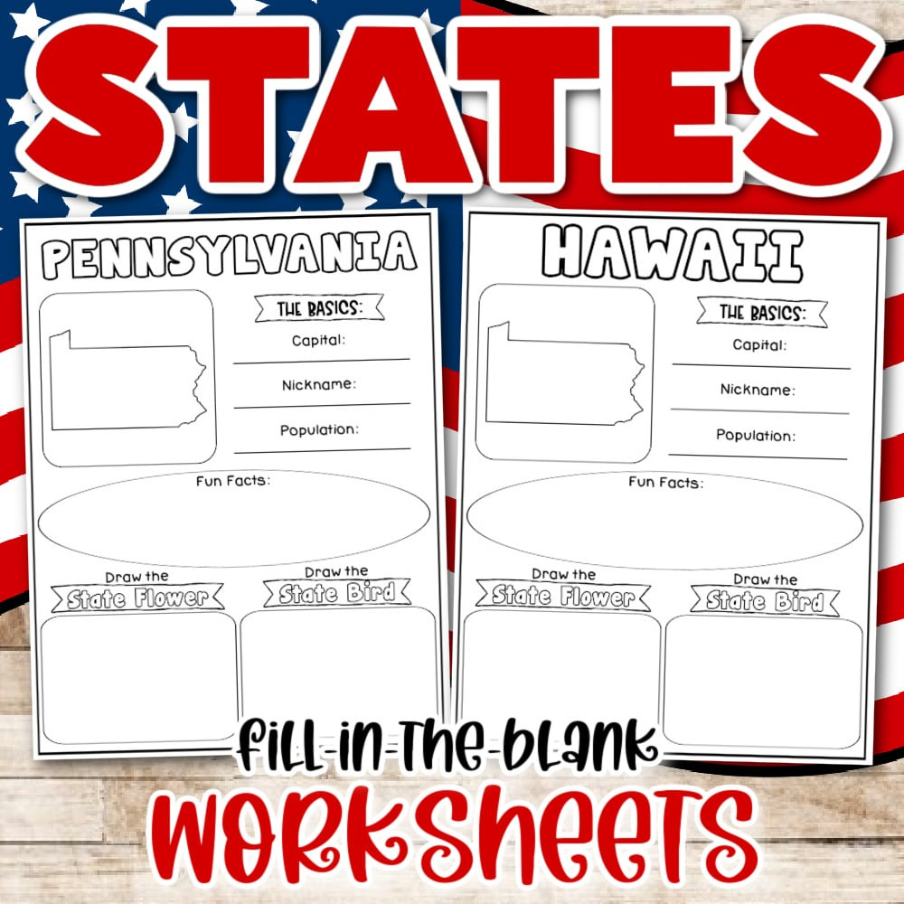 Free Fill-In-The-Blank Pdf: 50 States Worksheets pertaining to Free Printable State Facts Worksheets