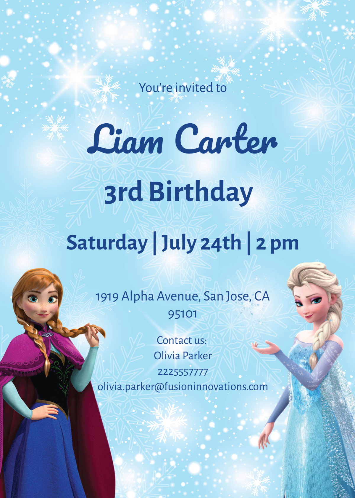 Free Frozen Elsa Birthday Invitation Template - Edit Online intended for Free Frozen Birthday Invitation Printables