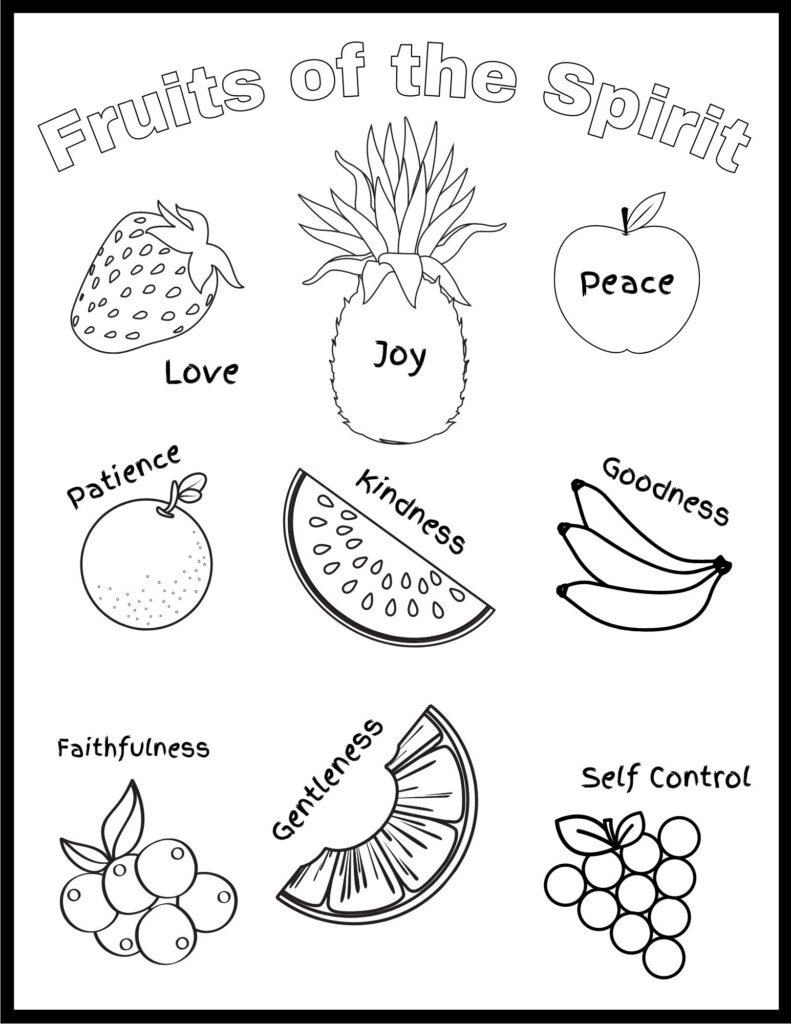 Free Fruit Of The Spirit Printables in Fruit of the Spirit Coloring Page Free Printable