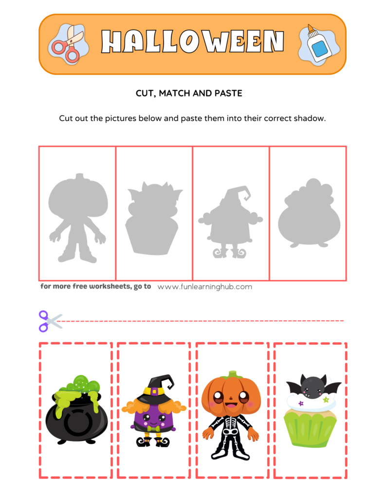 Free Halloween Cut-And-Paste Worksheets To Download with Cut and Paste Halloween Printables