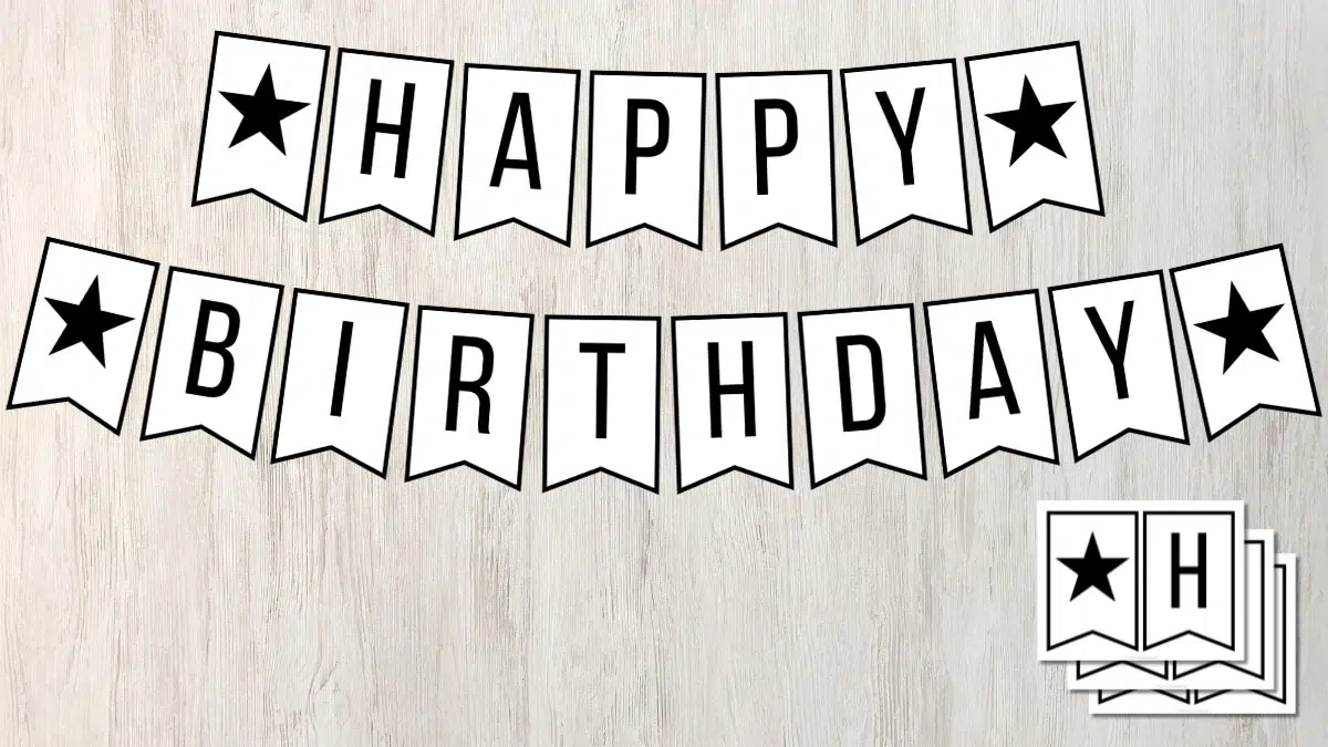 Free Happy Birthday Banner Printable (Black And White) inside Happy Birthday Banner Printable Black And White