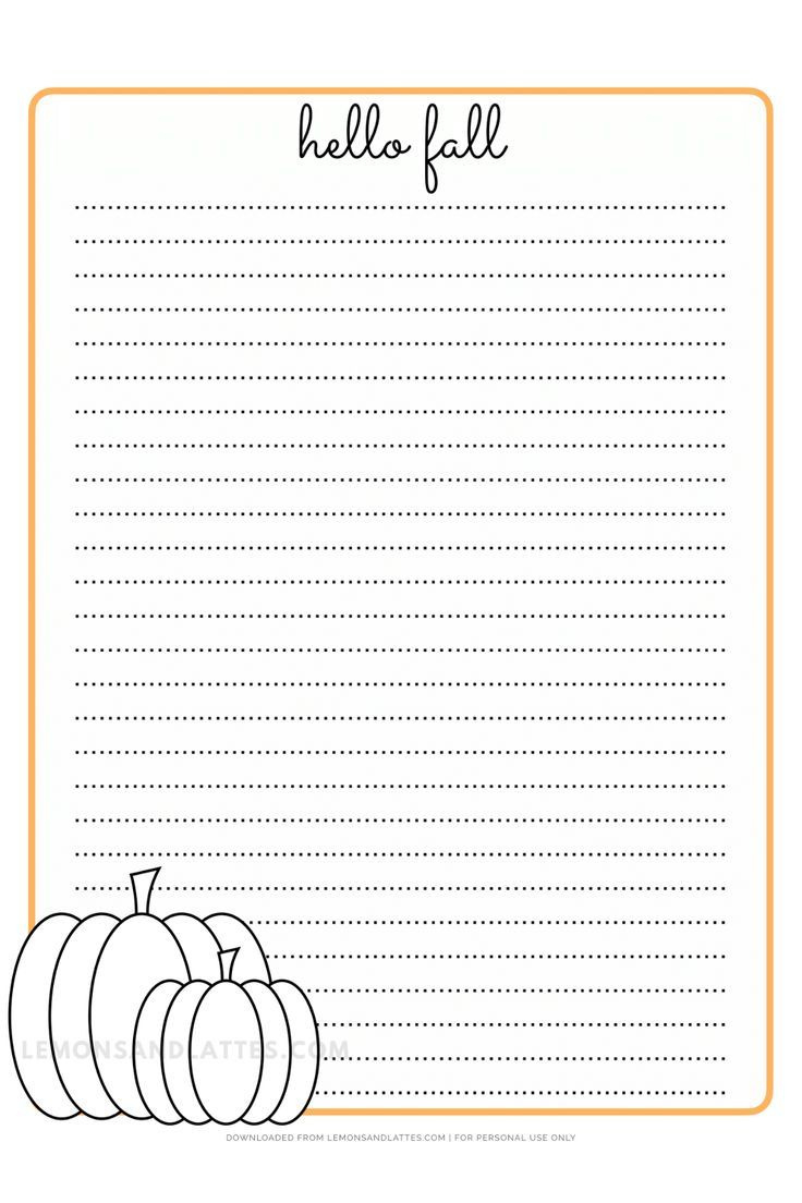 Free Hello Fall Writing Paper Printable for Printable Fall Writing Paper