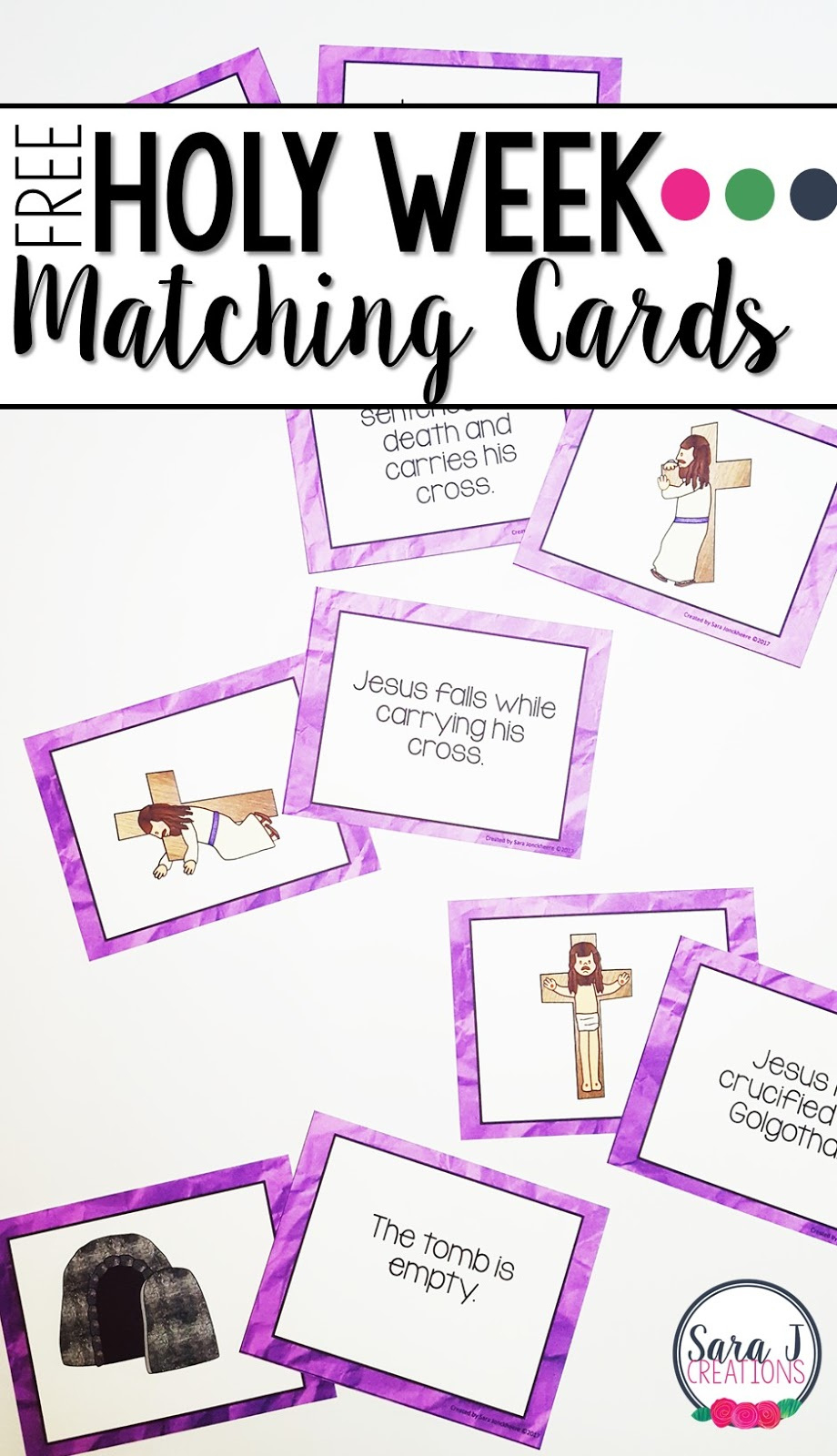 Free Holy Week Matching Card Game | Sara J Creations intended for Holy Week Free Printables