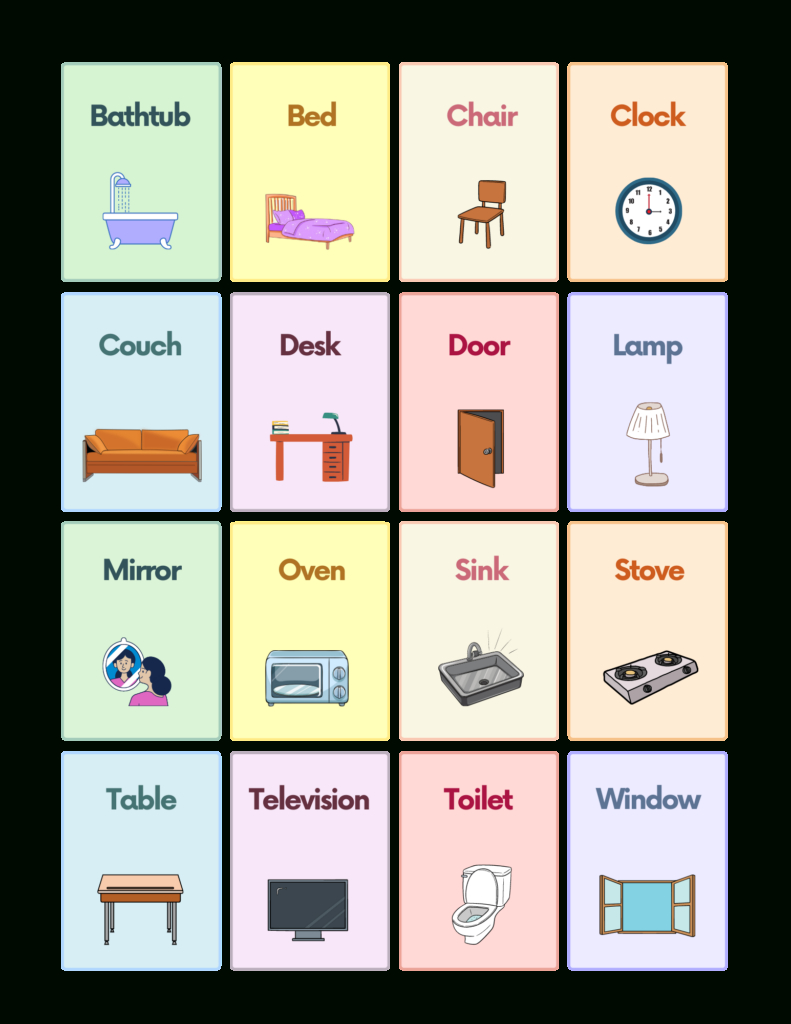 Free Household Items Flashcards For Autism And Speech Therapy intended for Speech Therapy Flash Cards Printable