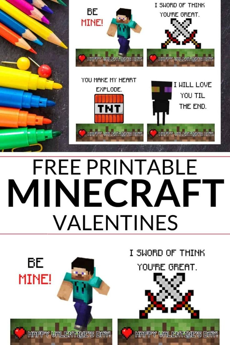 Free Minecraft Valentines Printable with Free Printable Minecraft Valentines