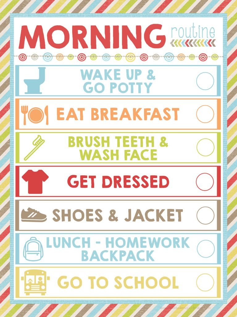 Free Morning Routine Printable with regard to Free Morning Routine Printable