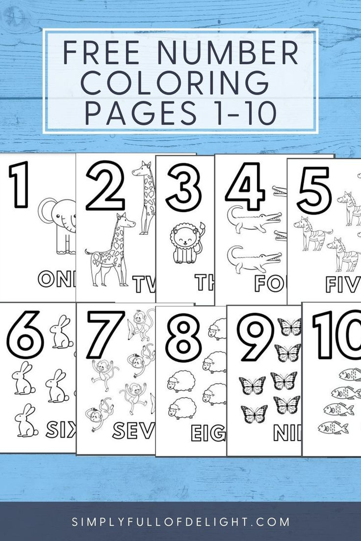 Free Number Coloring Pages 1-10 in Free Printable Coloring Numbers 1 10