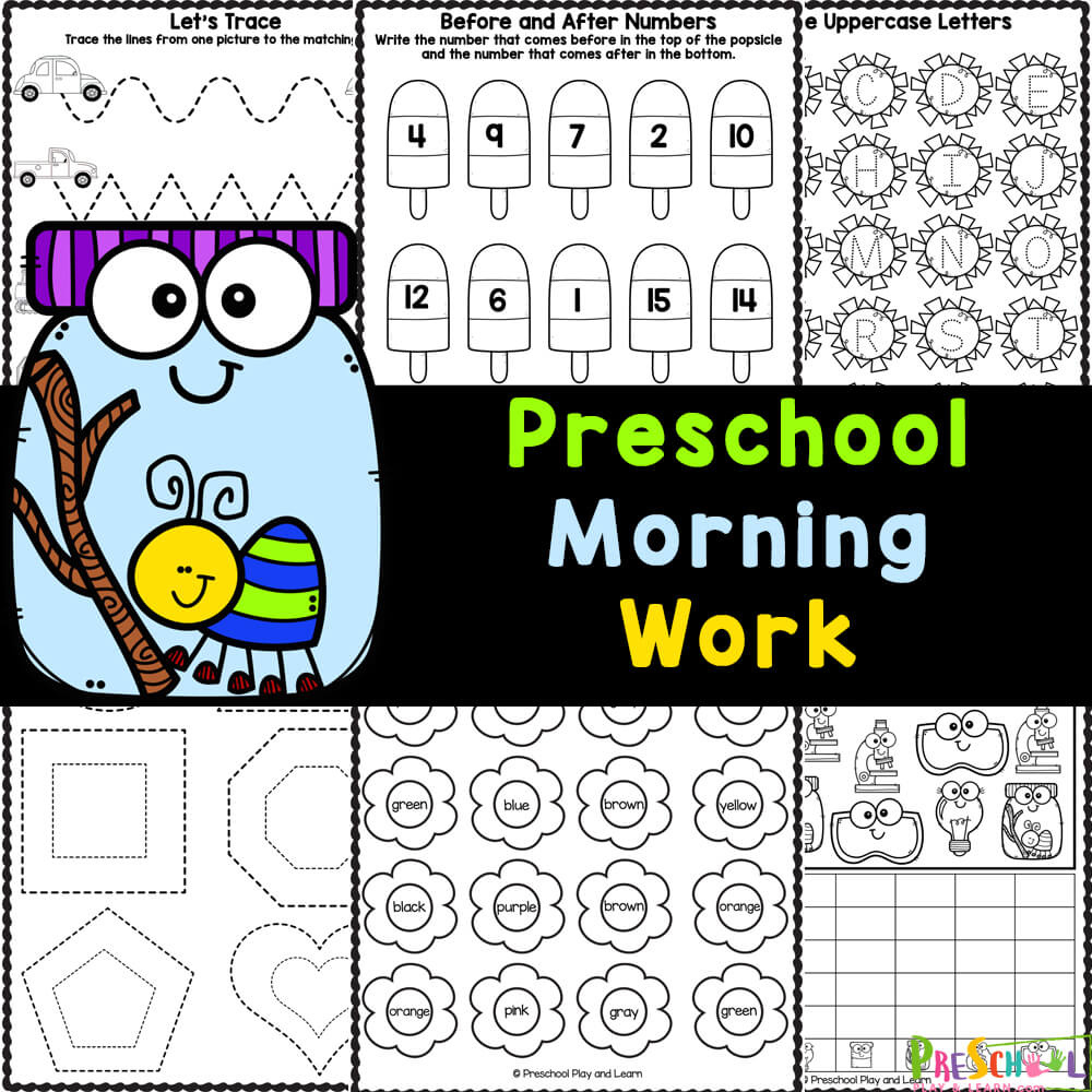 Free Preschool Morning Work Worksheets pertaining to Morning Work Free Printables