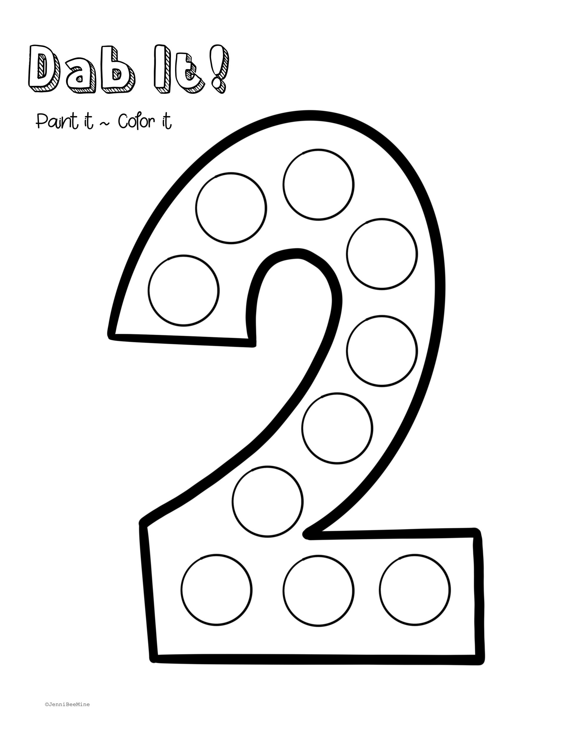 Free Preschool Printables – Number 2 - Jennibeemine for Number Two Worksheet Printable