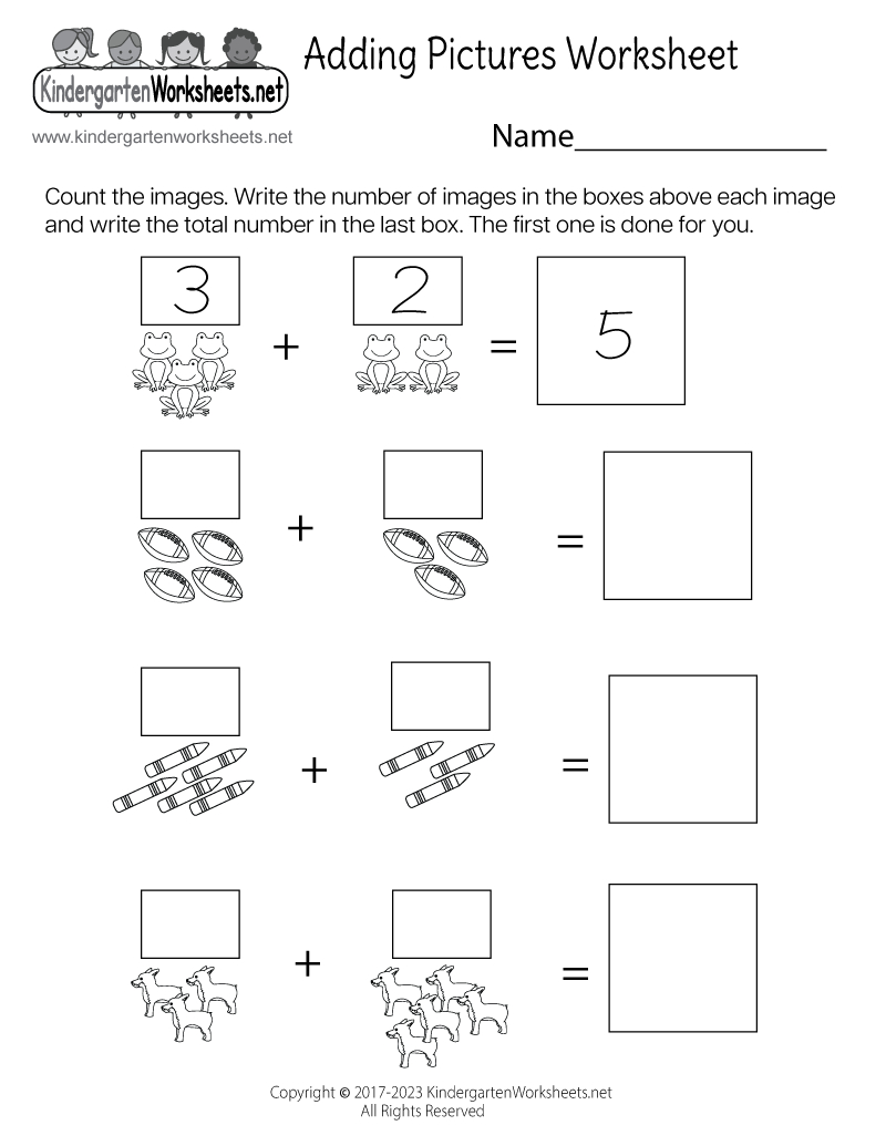 Free Printable Adding Pictures Worksheet inside Adding Pictures Worksheet Printable