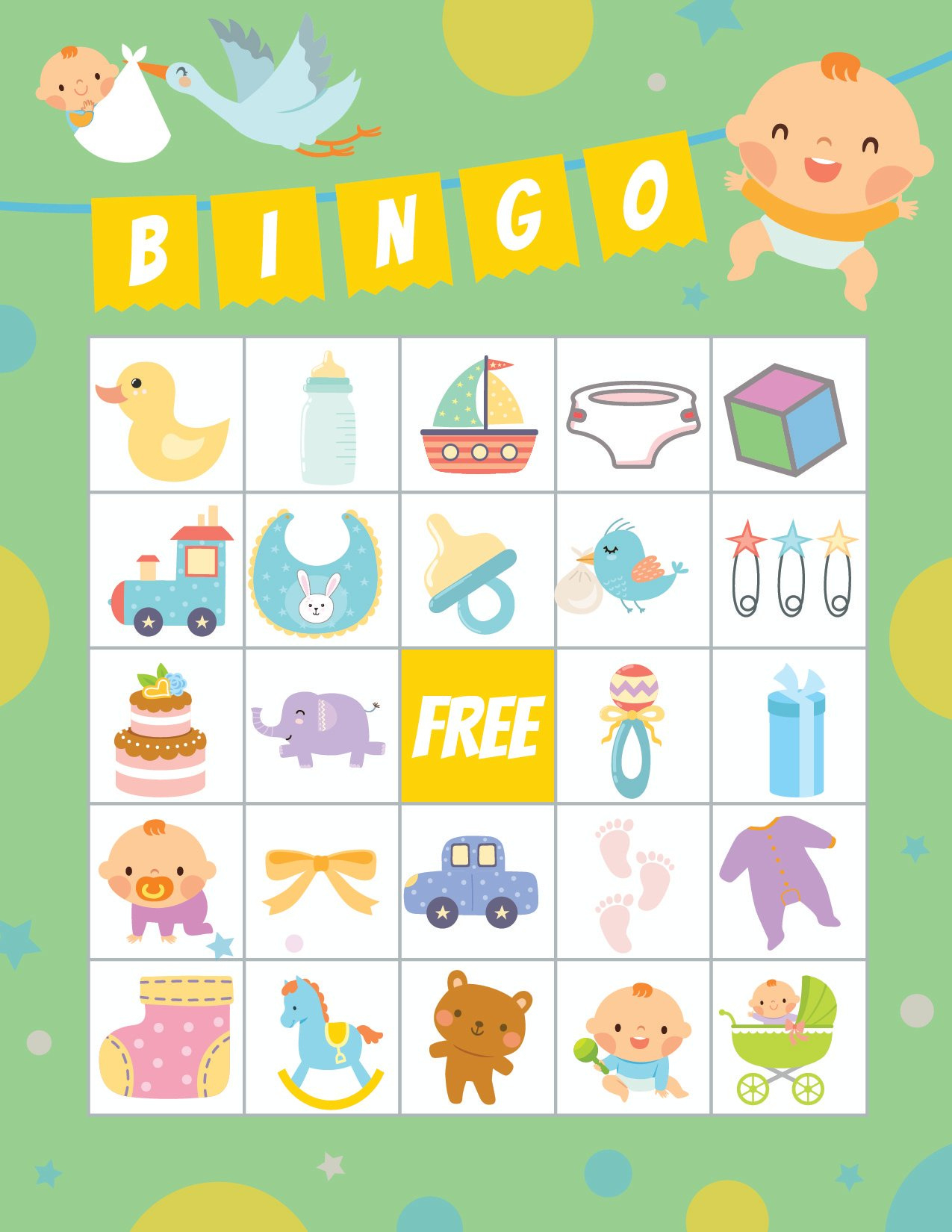 Free Printable Baby Shower Bingo (40 Cards) - Play Party Plan in Free Baby Shower Bingo Cards