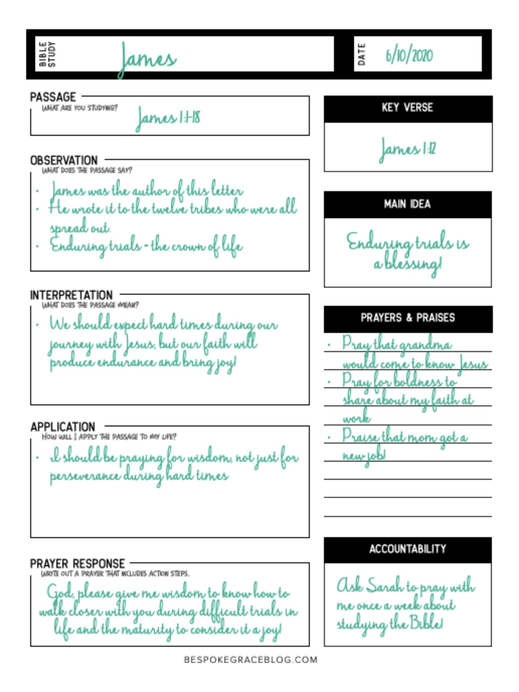 Free Printable Bible Study Worksheet — Bespoke Grace in Free Printable Youth Bible Study Lessons