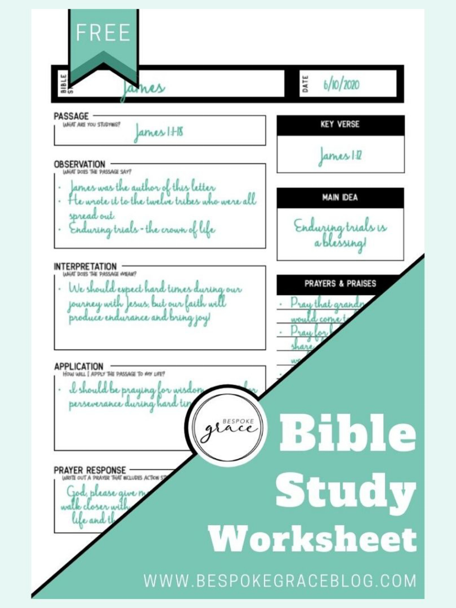 Free Printable Bible Study Worksheet — Bespoke Grace regarding Bible Study Free Printable Worksheets