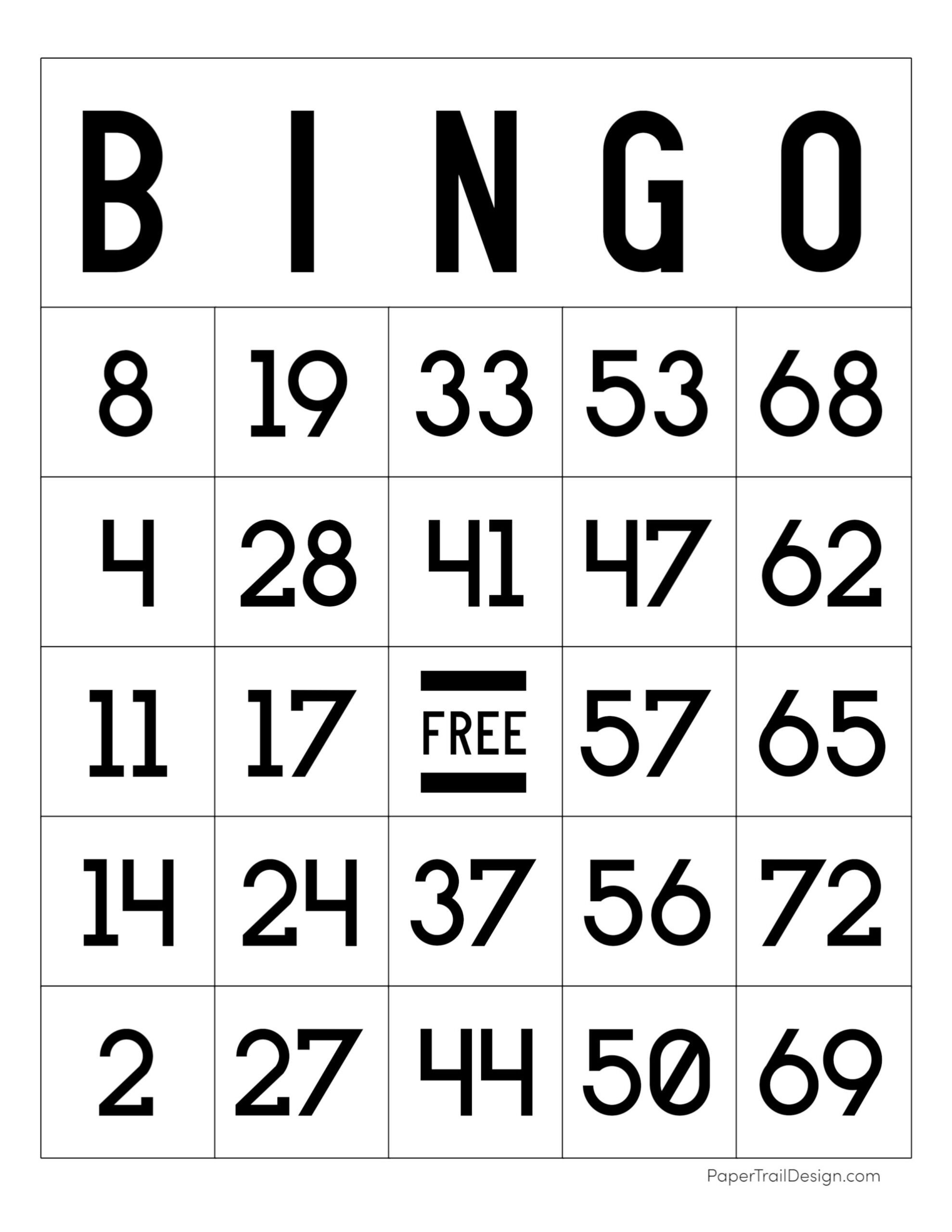 Free Printable Bingo Cards - Paper Trail Design for Free Printable Bingo Cards Numbers