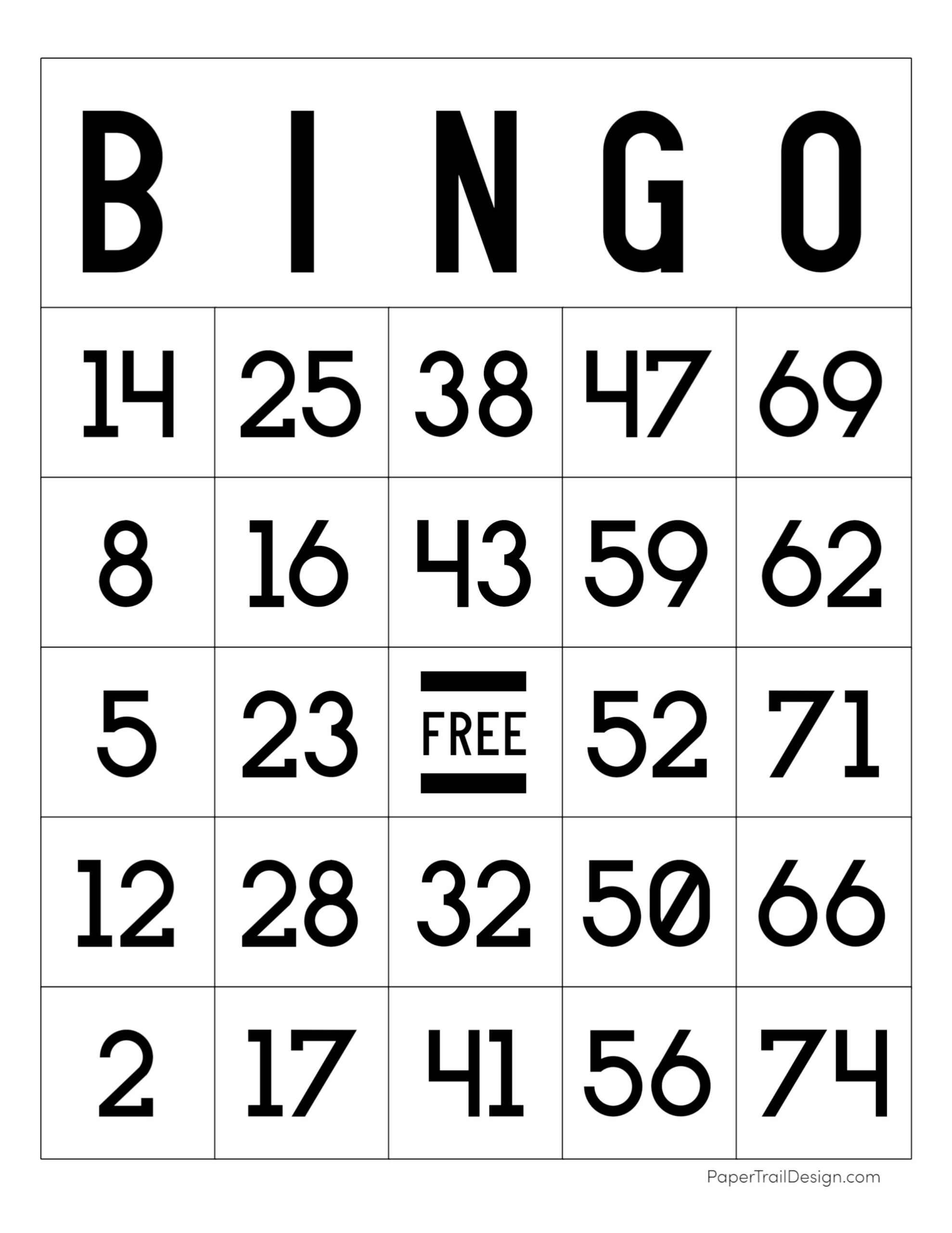 Free Printable Bingo Cards - Paper Trail Design pertaining to Free Number Bingo Cards Printables