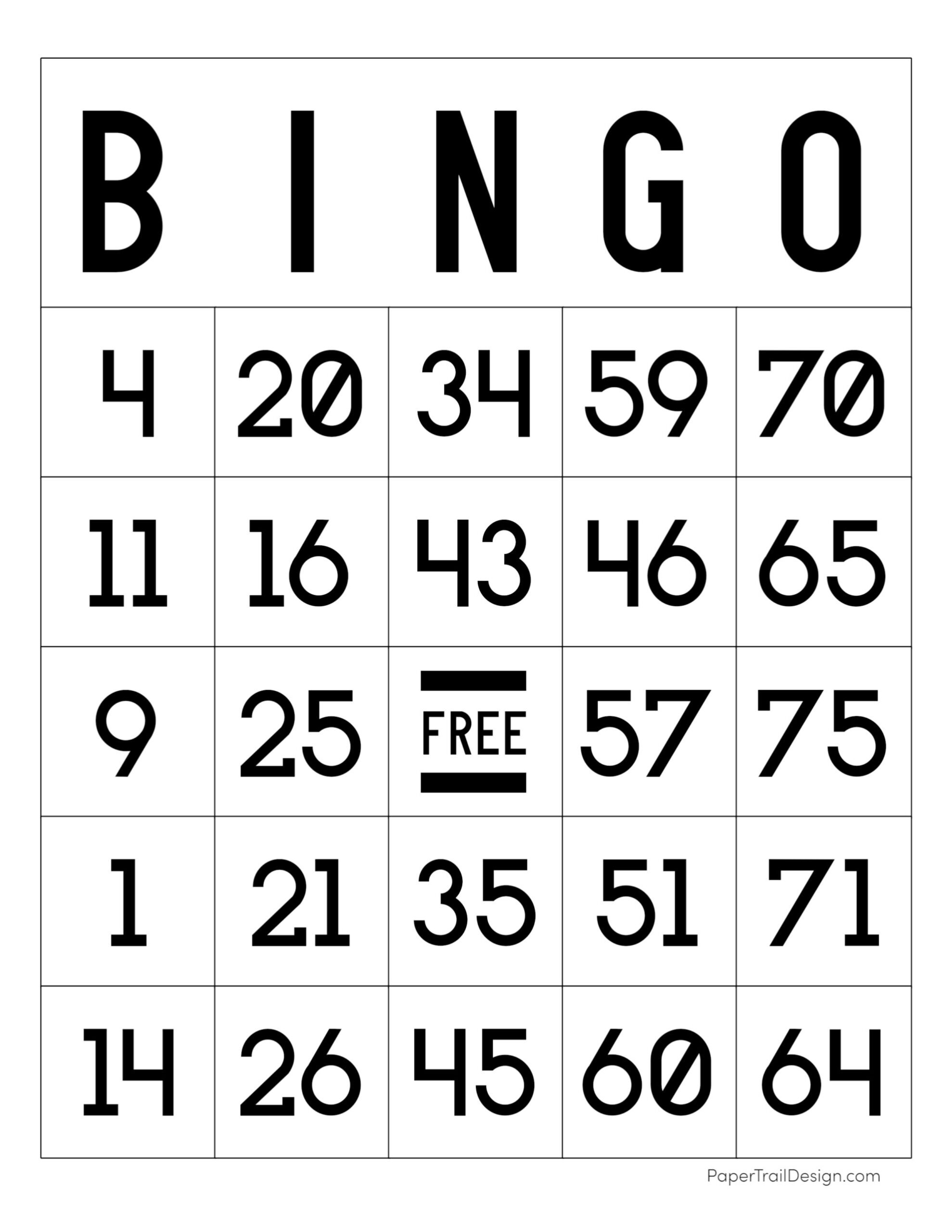 Free Printable Bingo Cards - Paper Trail Design within Printable Bingo Cards 1-75 Free