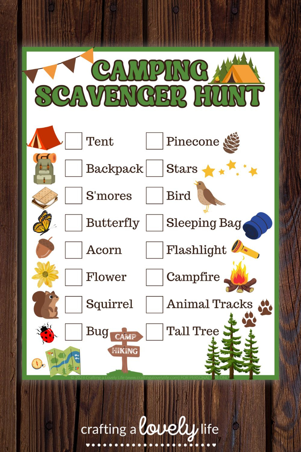 Free Printable Camping Scavenger Hunt intended for Free Camping Scavenger Hunt Printable