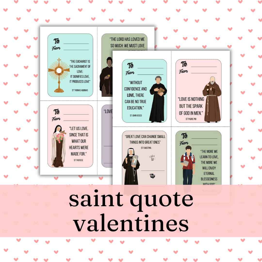 Free Printable Catholic Saint Valentines With Quotes - Kindling Wild intended for Free Printable Catholic Valentines