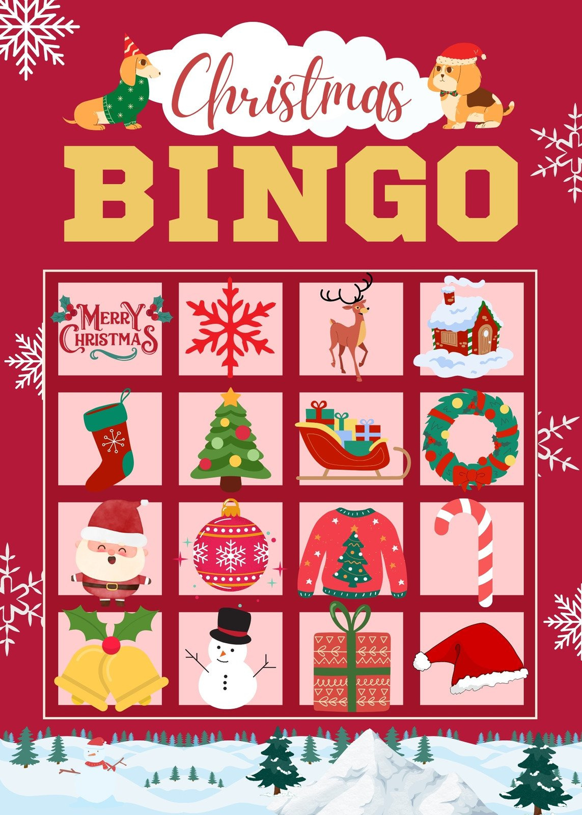 Free Printable Christmas Bingo Card Templates | Canva intended for Christmas Bingo Cards For Large Groups Free