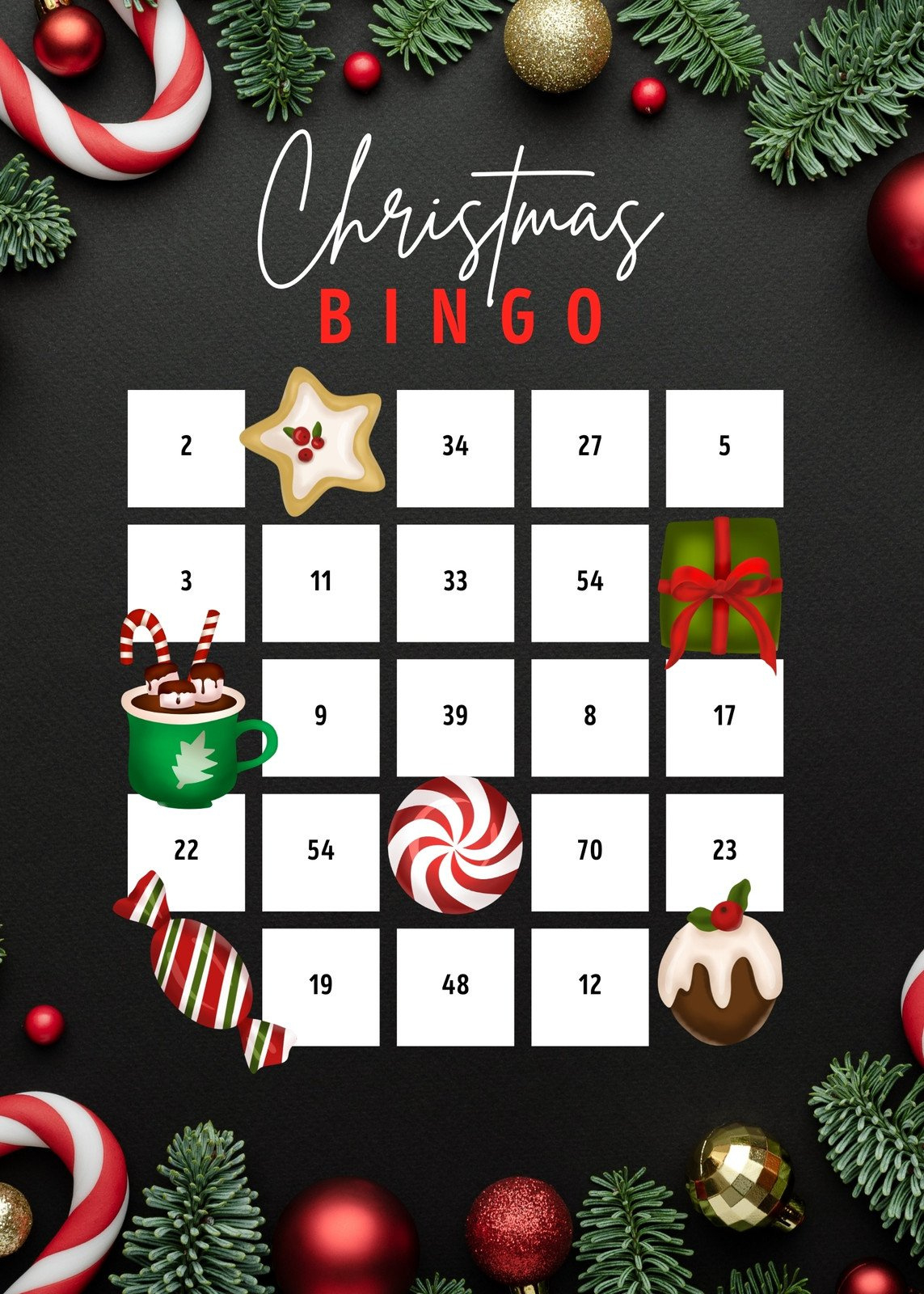 Free Printable Christmas Bingo Card Templates | Canva pertaining to Printable Blank Christmas Bingo Cards