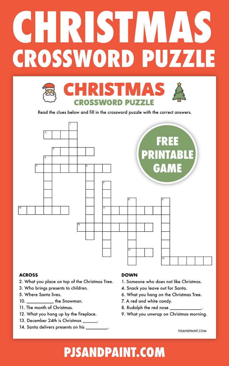 Free Printable Christmas Crossword Puzzle - Pjs And Paint for Holiday Printable Crossword Puzzles