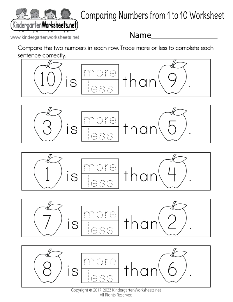 Free Printable Comparing Numbers From 1 To 10 Worksheet for Comparing Numbers from 1 to 10 Worksheet