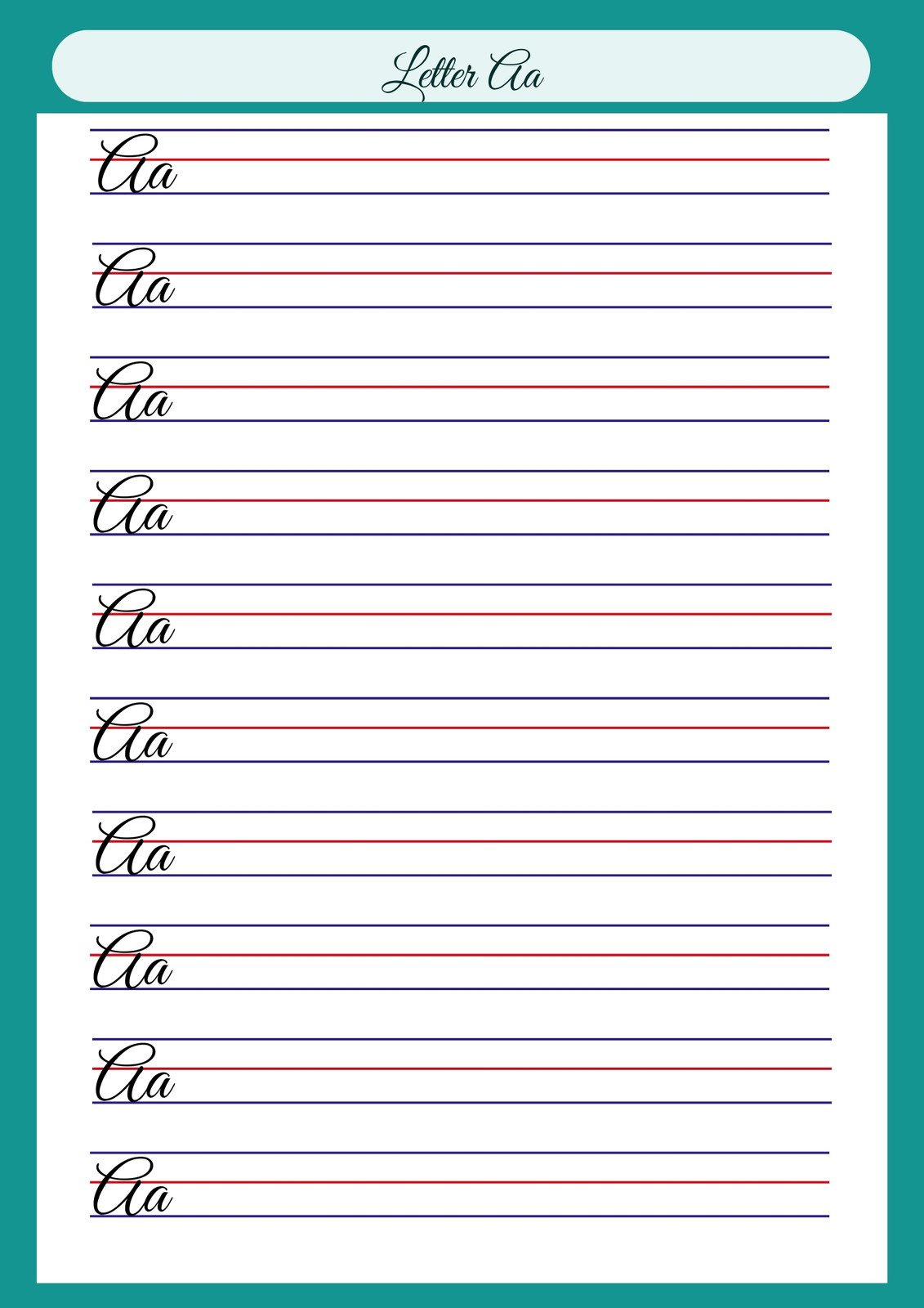 Free Printable Cursive Writing Worksheet Templates | Canva pertaining to Cursive Writing Worksheets Free Printable