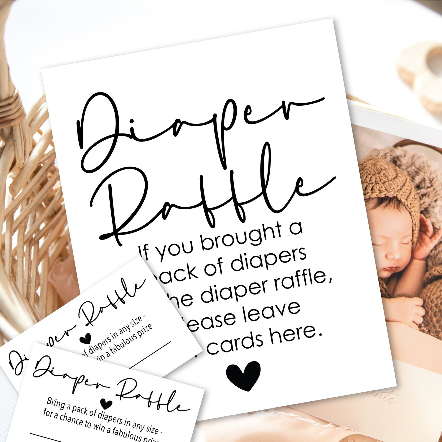 Free Printable Diaper Raffle Game Sign And Cards - Digital for Free Printable Diaper Raffle Sign