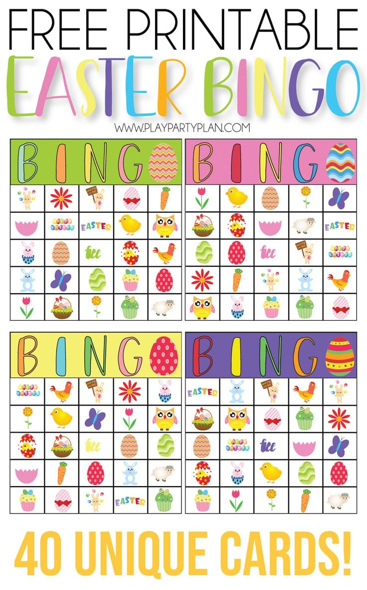 Free Printable Easter Bingo Cards for Free Easter Bingo Cards