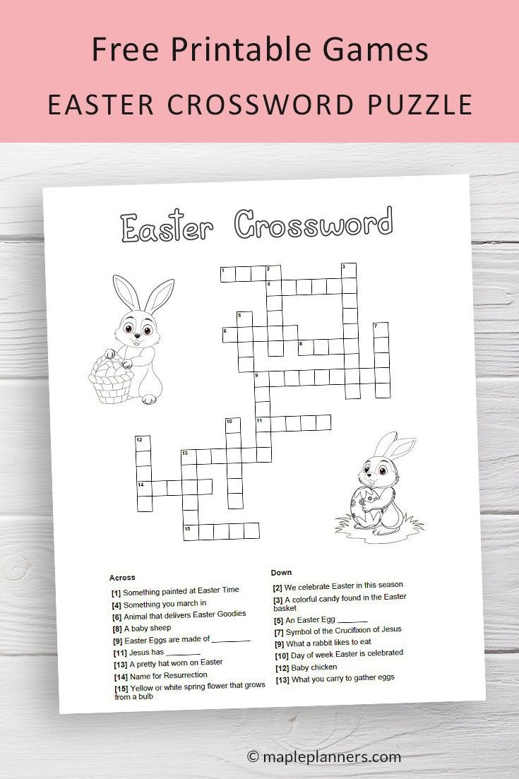 Free Printable Easter Crossword Puzzle | Fun Easter Activities For with regard to Printable Easter Crossword