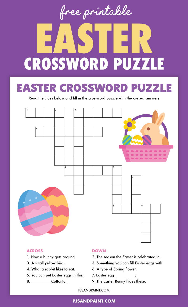 Free Printable Easter Crossword Puzzle - Pjs And Paint within Easter Crossword Puzzles Printable