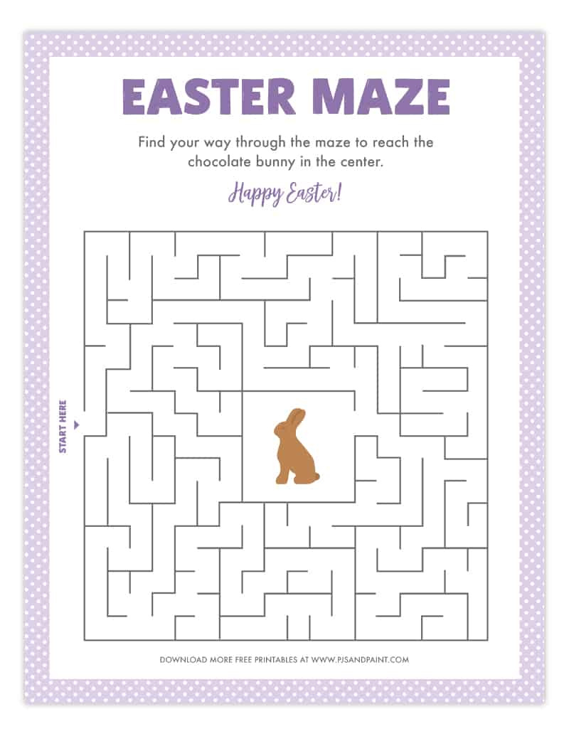 Free Printable Easter Maze - Easter Games And Activities - Pjs And throughout Easter Maze Printable Free