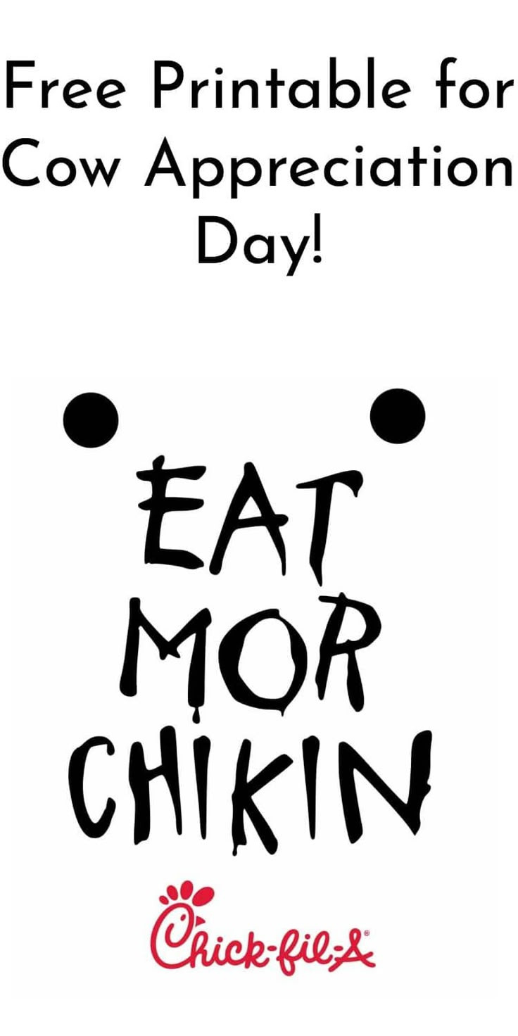 Free Printable Eat More Chikin Printable Sign for Eat More Chicken Printable Sign