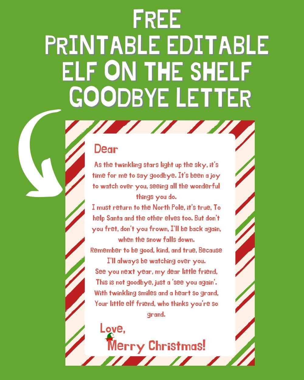 Free Printable Editable Elf On The Shelf Goodbye Letter - A regarding Free Printable Editable Elf on the Shelf Goodbye Letter