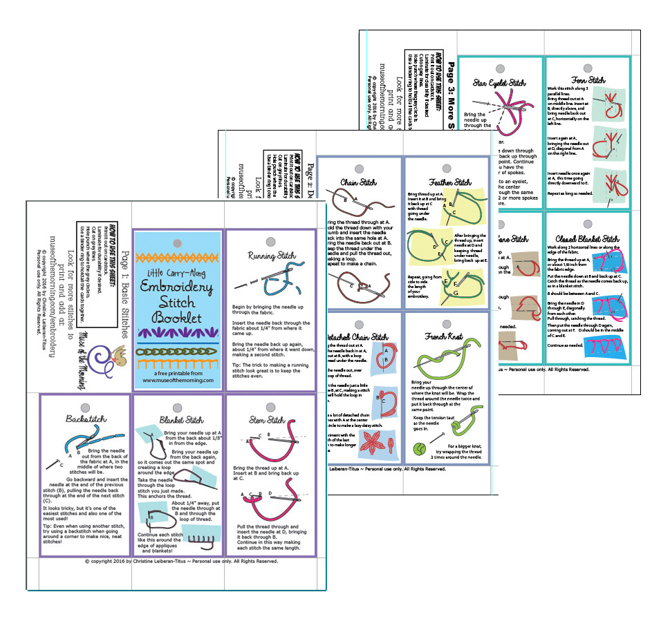 Free Printable Embroidery Stitch Binder Ring Instruction Booklet throughout Printable Embroidery Stitch Guide