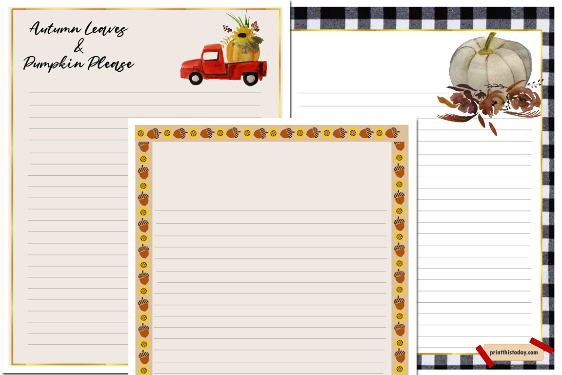 Free Printable Fall Writing Paper Stationery in Printable Fall Writing Paper