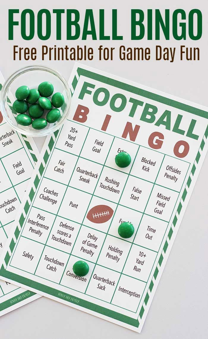 Free Printable Football Bingo For Game Day Fun for Free Printable Football Bingo Cards