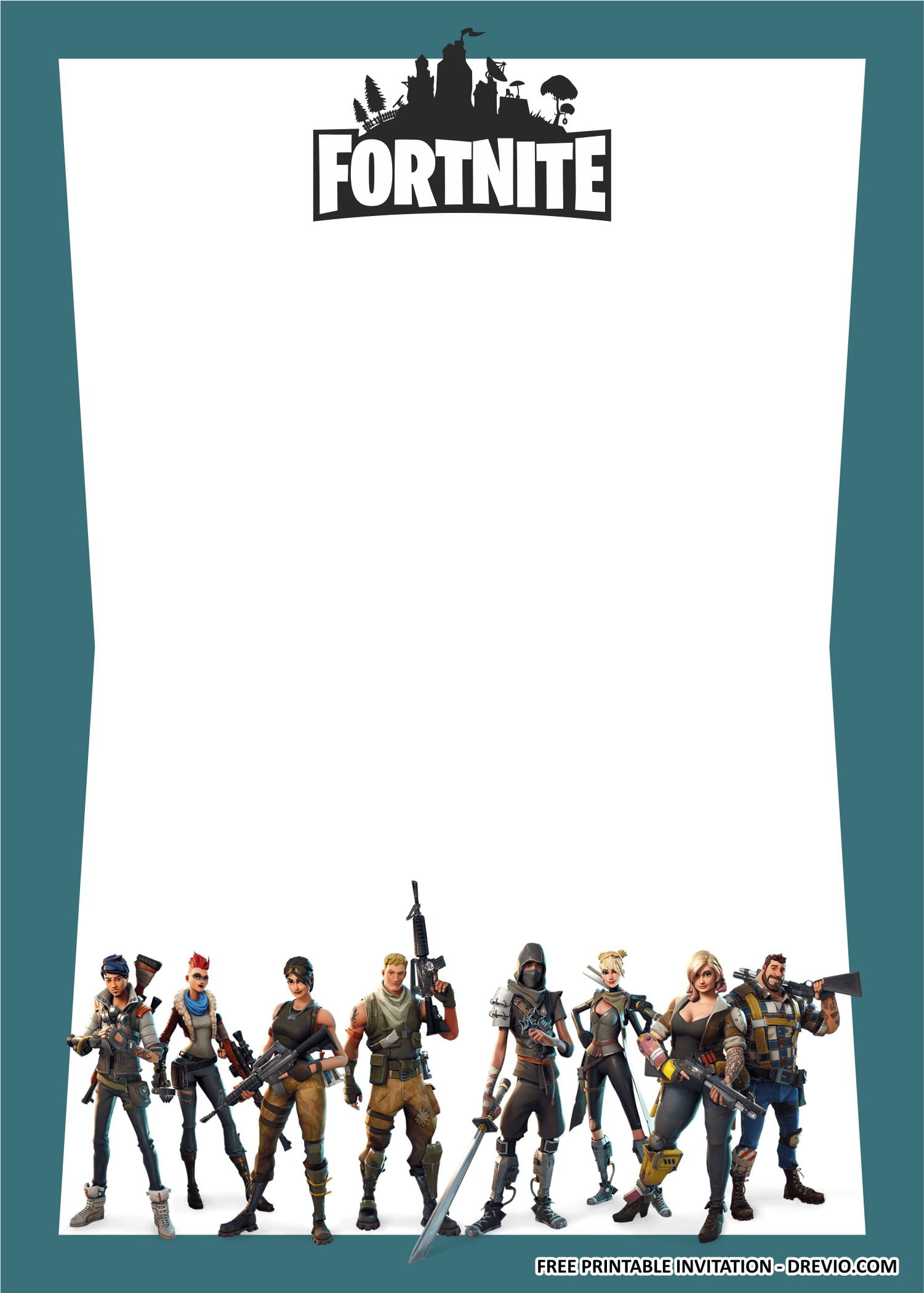 Free Printable) - Fortnite 2 Birthday Party Kits Templates: Free inside Fortnite Birthday Cards Printable