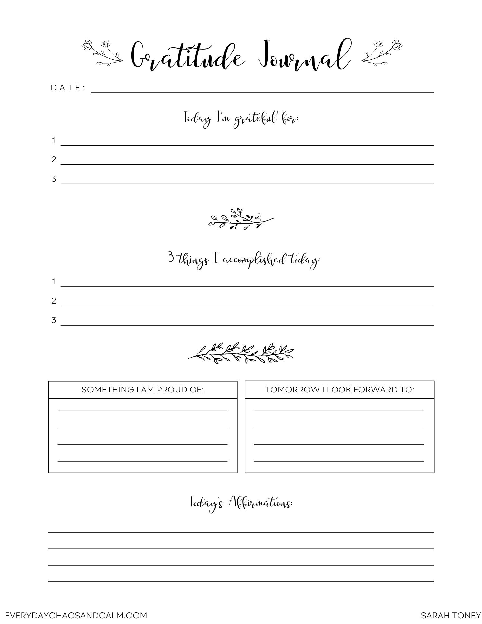 Free Printable Gratitude Journal For Improved Happiness in Free Printable Gratitude Journal
