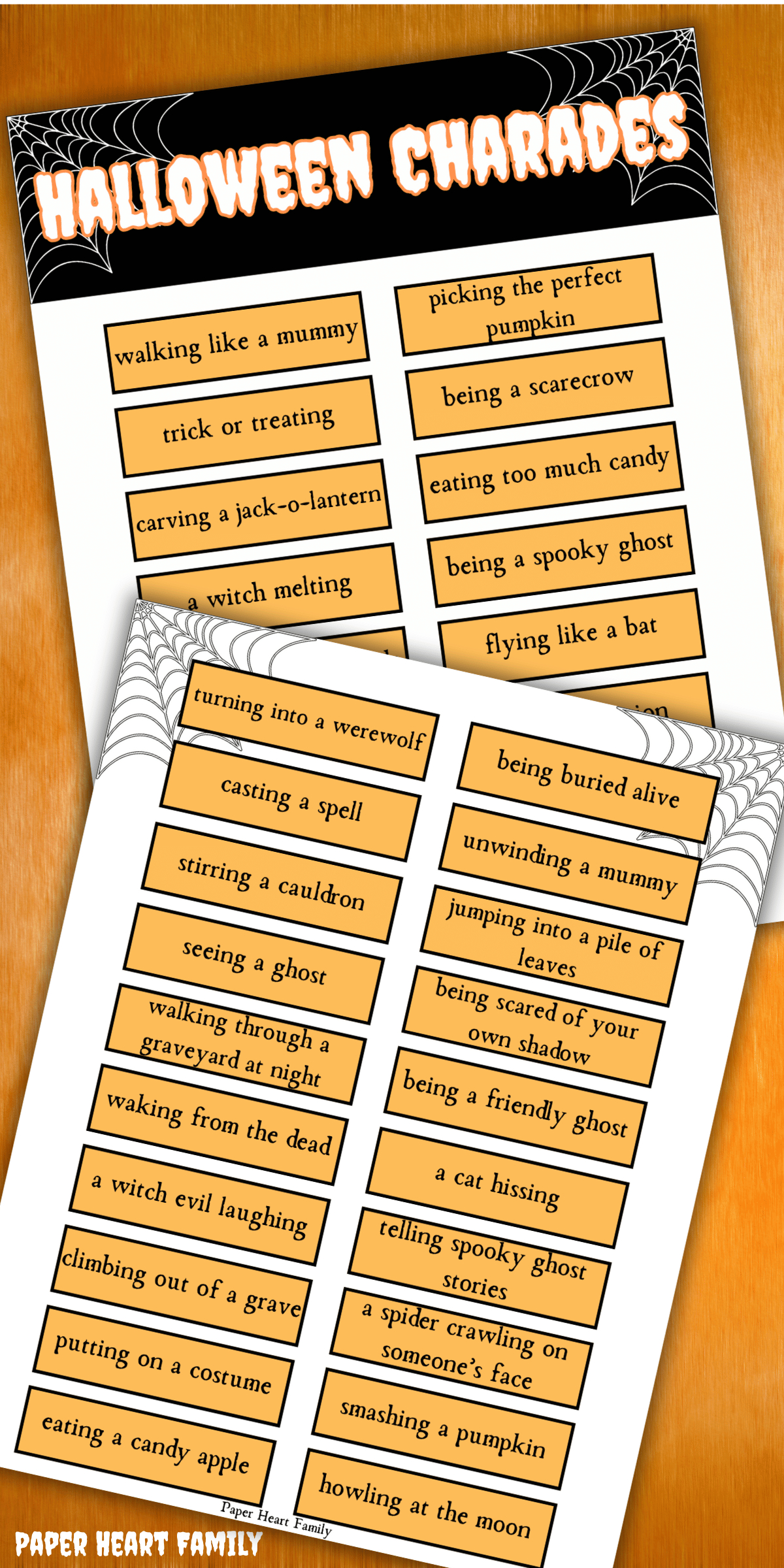 Free Printable Halloween Charades Game For All Ages within Free Printable Halloween Charades