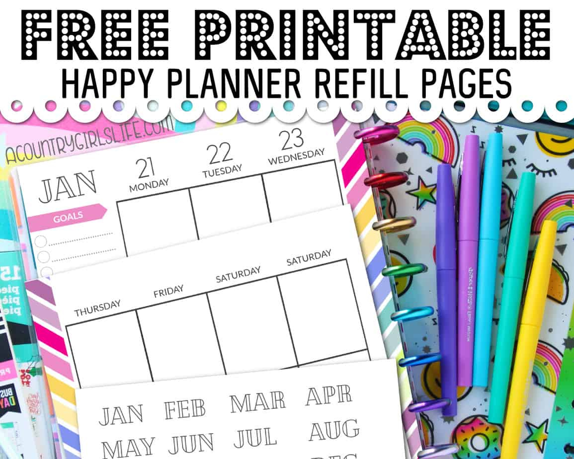 Free Printable Happy Planner Refill Pages {Classic Sized} - A pertaining to Free Printables Happy Planner