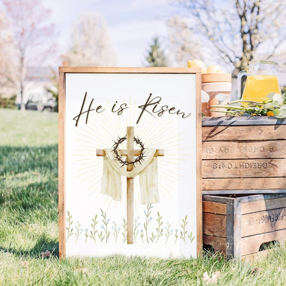 Free Printable He Is Risen Easter Sign - The Girl Creative intended for He Is Risen Free Printable