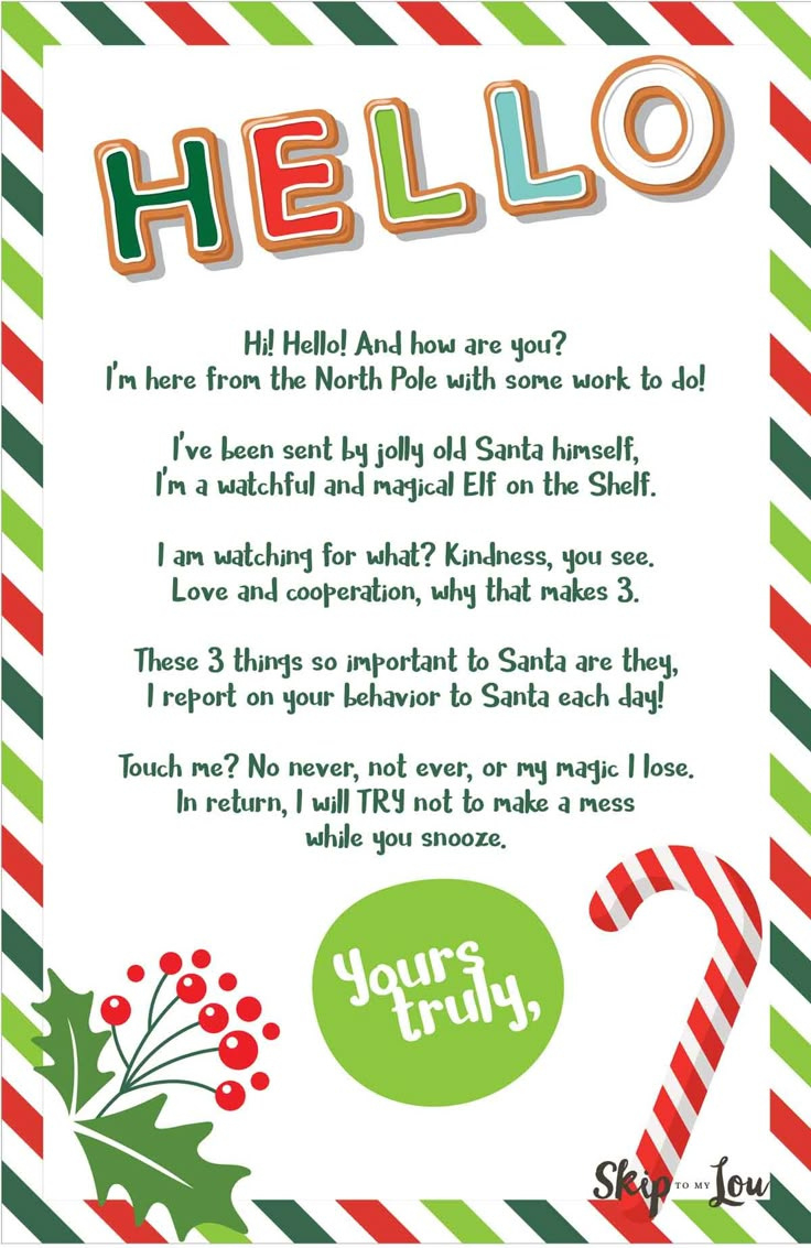 Free Printable Hello And Goodbye Elf Letters | Skip To My Lou in Free Printable Elf on the Shelf Arrival Letter